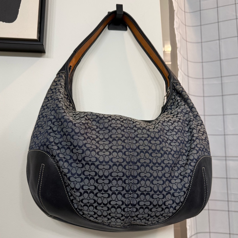 Vintage Coach Signature Ergo Hobo Shoulder Bag- Navy